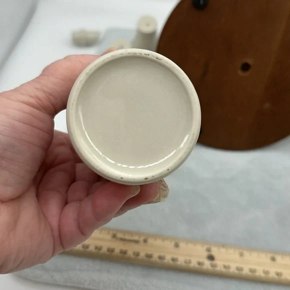 Vintage Cruet 6-Piece Set-Porcelain/Ceramic/Wood with Table Caddy - Picture 12 of 12